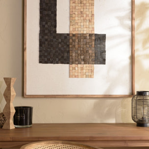 SANDY - Décoration murale 82x122cm mosaïque beige/noire en Pin recyclé