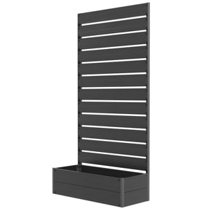 Jardinière treillis haut H.180 cm aluminium composite noir effet bois