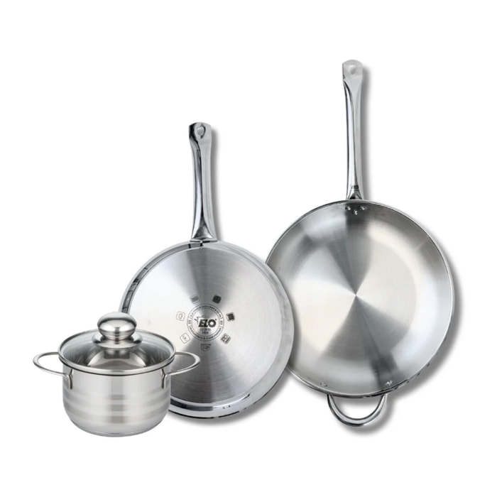 Ensemble de 2 Poêles de cuisson 28 et 32 cm et 1 faitout 16 cm Elo Profi Brillant