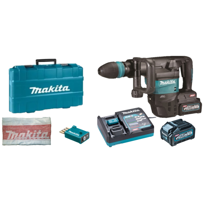Marteau piqueur 40V SDS-MAX XGT - MAKITA - avec 2 batteries 4Ah - chargeur - COFFRET - HM001GM201