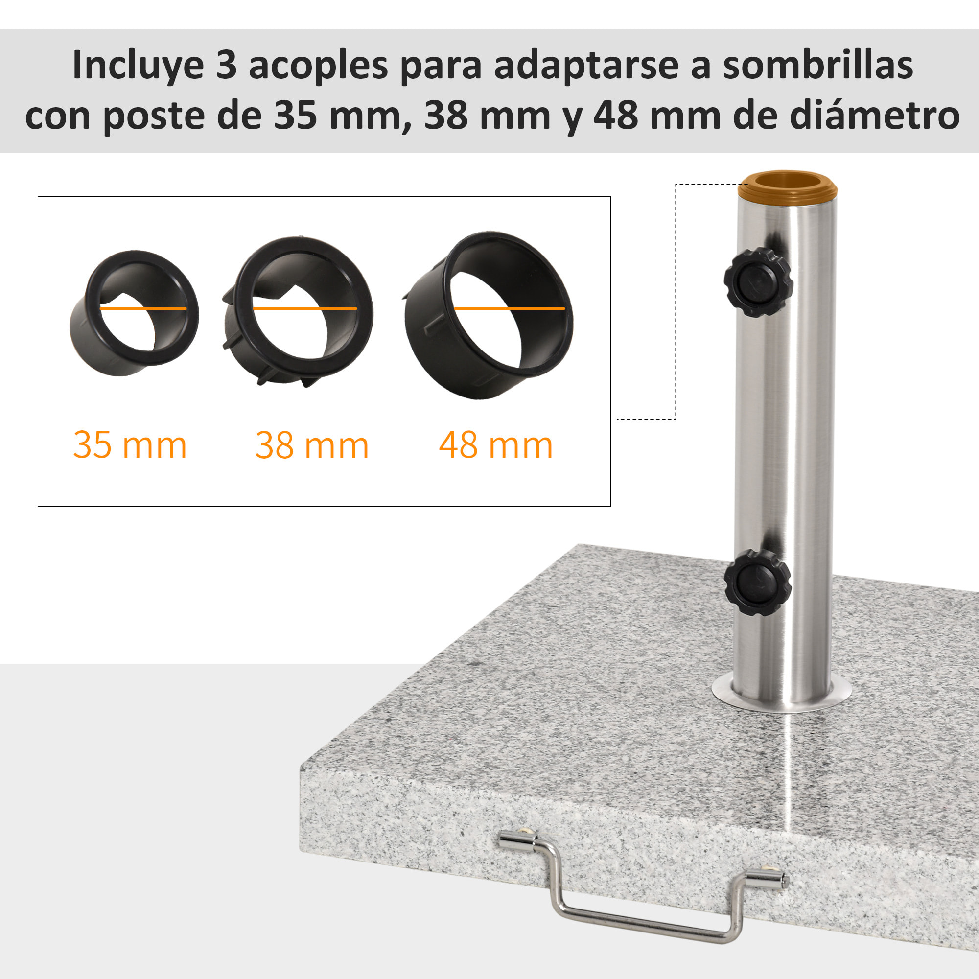 Base Sombrilla Universal con Dos Ruedas 42x42x36cm Gris