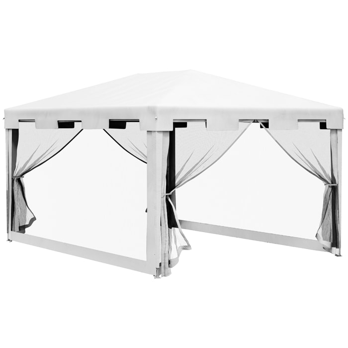 Tonnelle barnum 3 x 4 m 2 portes moustiquaire intégrale métal PE blanc