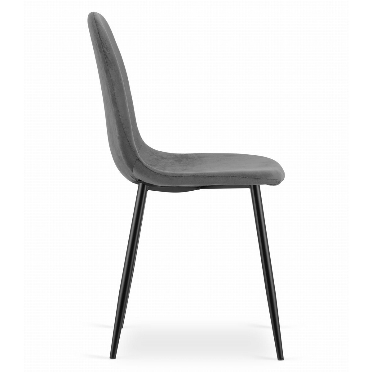 Sedia Como in velluto grigio scuro con gambe nere