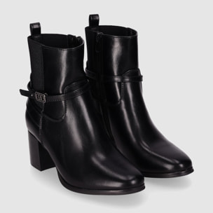 Botines de Piel Sintética - Negro - Tacón: 6 cm