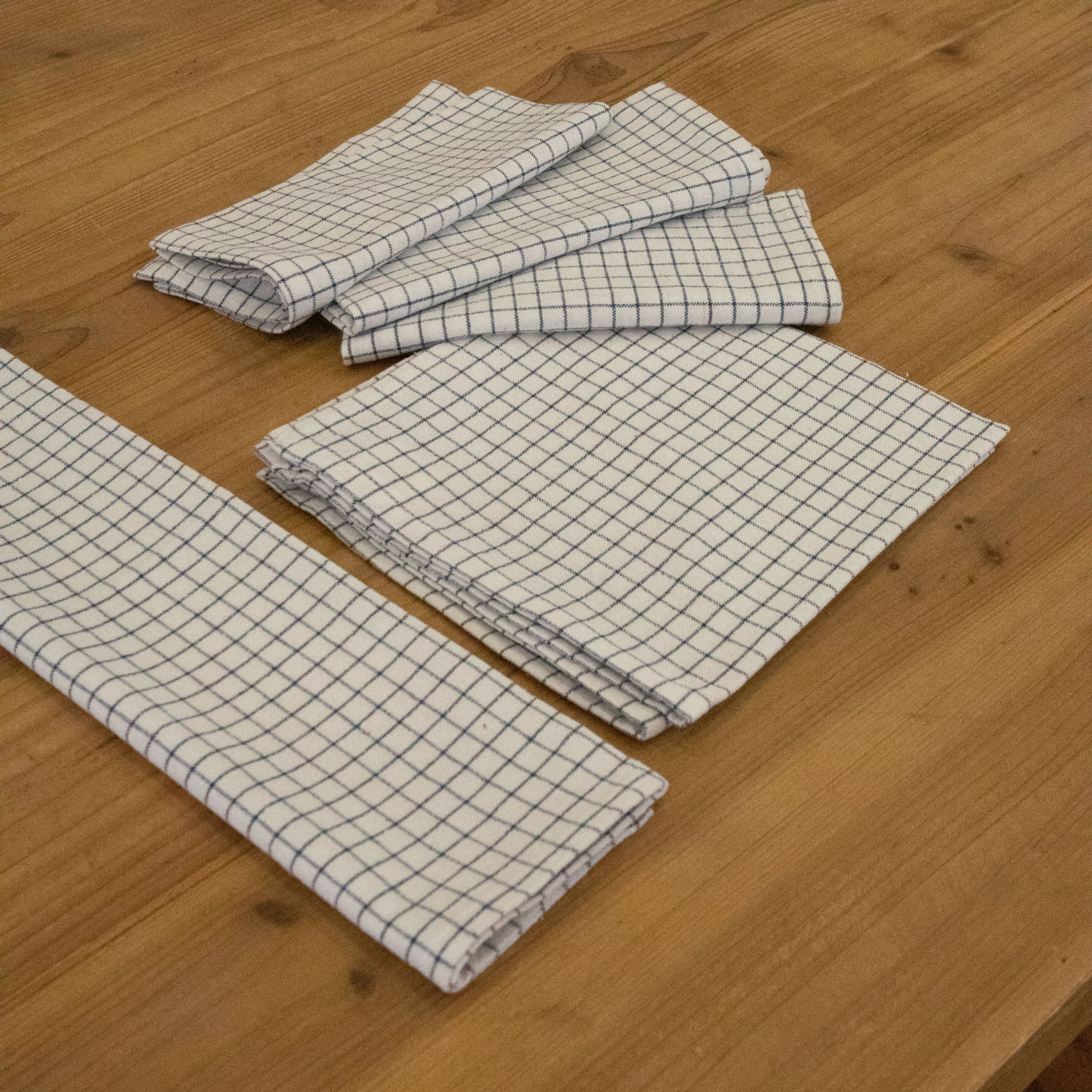 Serviette de table à carreaux en coton - Bleu