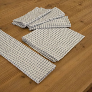 Serviette de table à carreaux en coton - Bleu