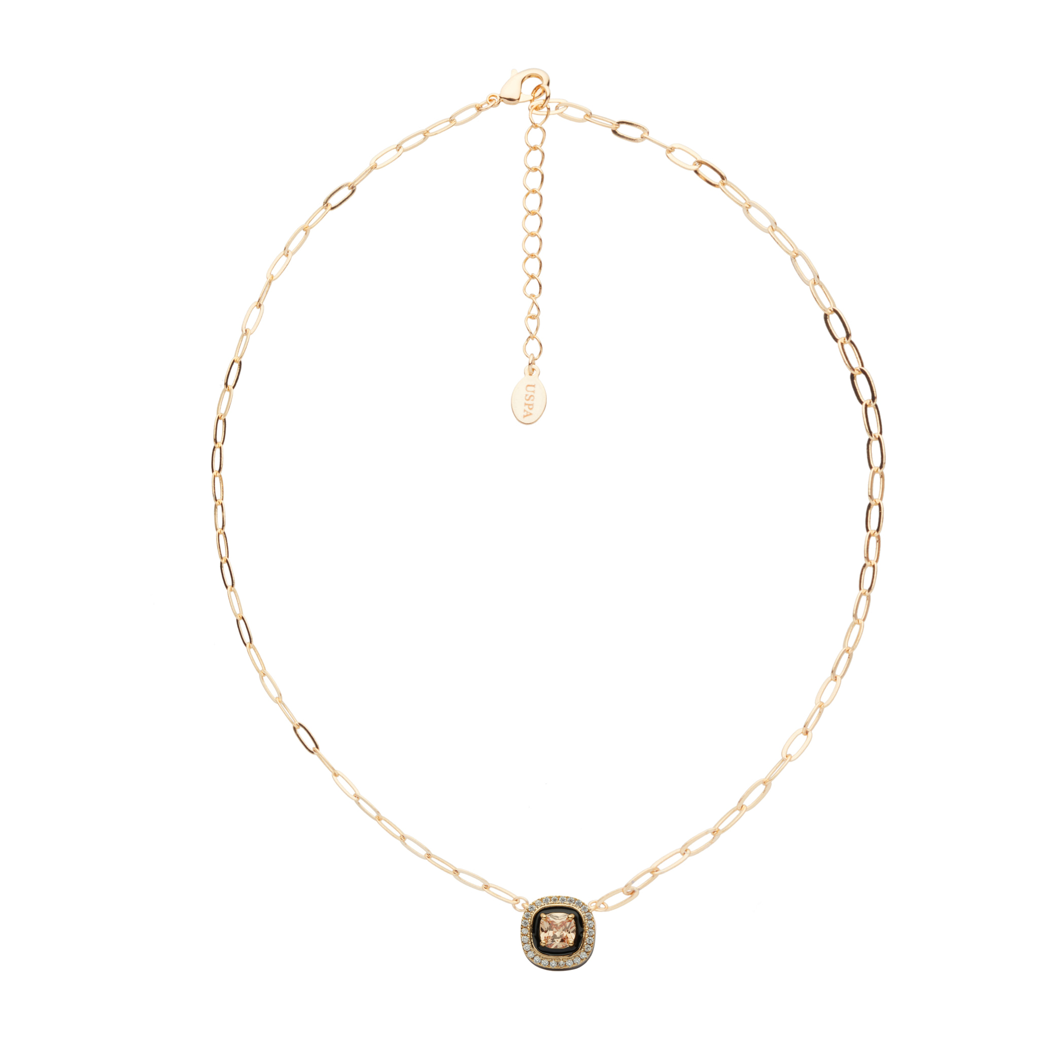 Collana U.S. Polo Assn. In metallo dorato con smalto nero e cristalli