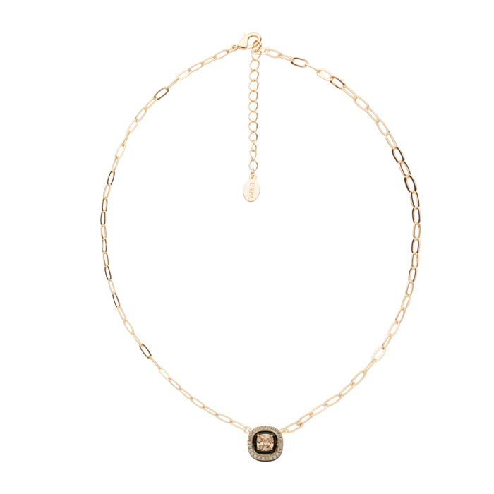 Collana U.S. Polo Assn. In metallo dorato con smalto nero e cristalli