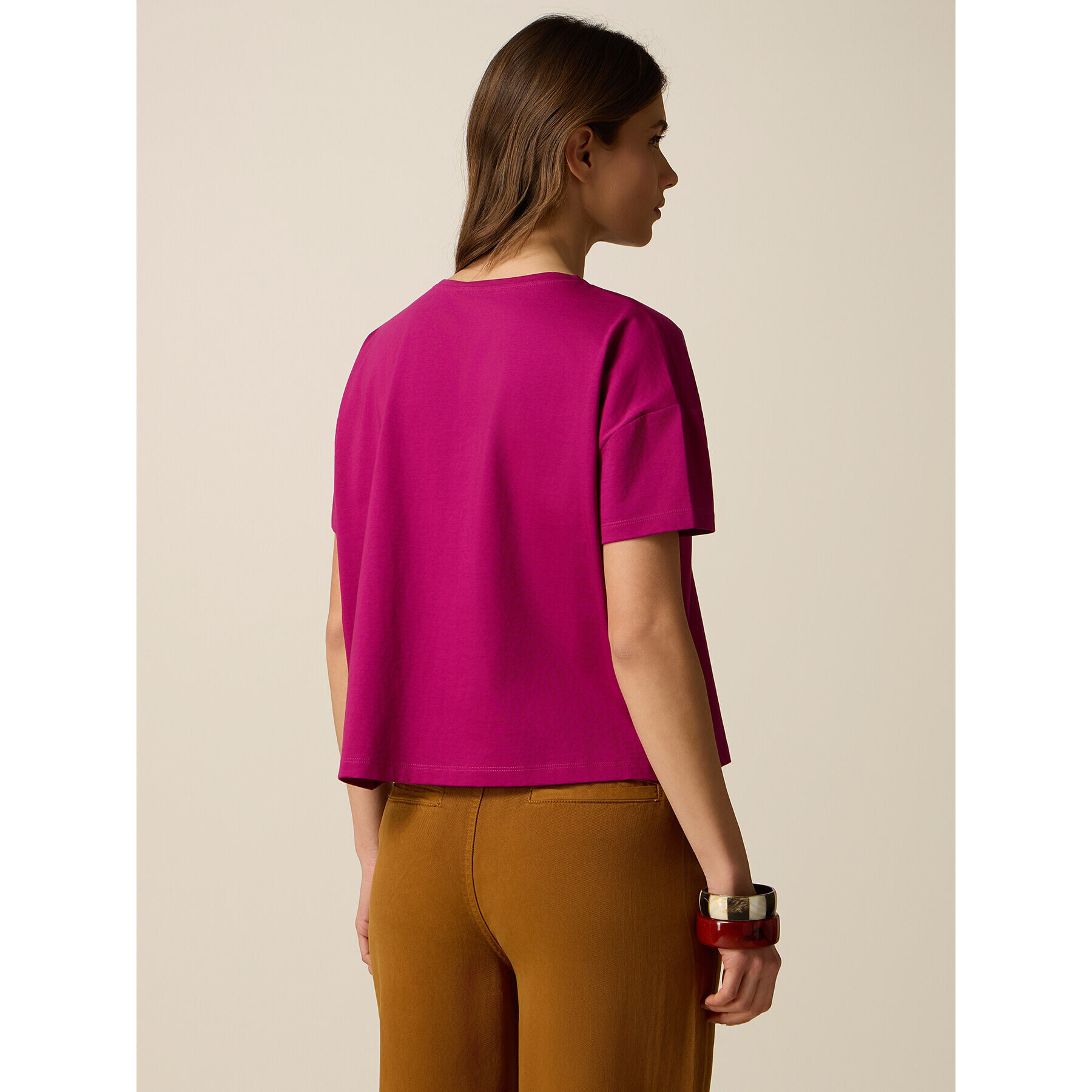 Oltre - Camiseta con aplicaciones florales - Violeta