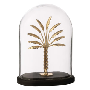 J-Line Cloche décorative Palm Tree - verre - doré/noir - small