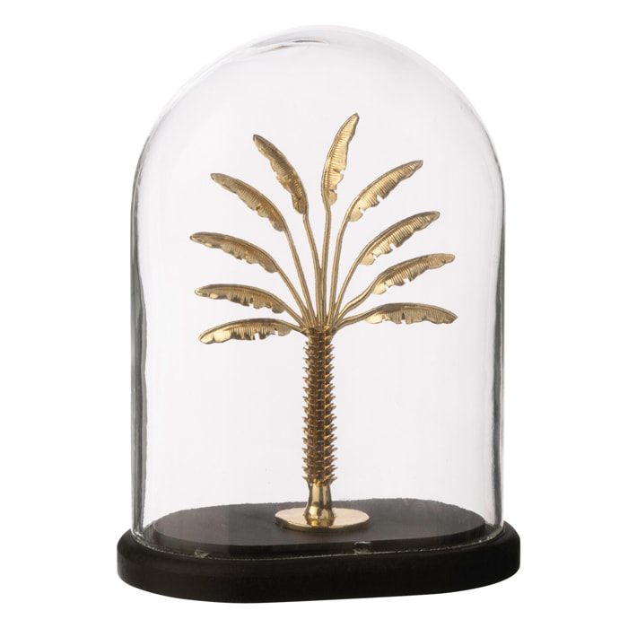 J-Line Cloche décorative Palm Tree - verre - doré/noir - small