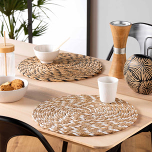 Set de table en paille de jonc - Noir