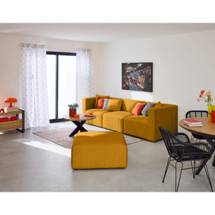 Nova - canapé modulable 3 places - en velours - Jaune