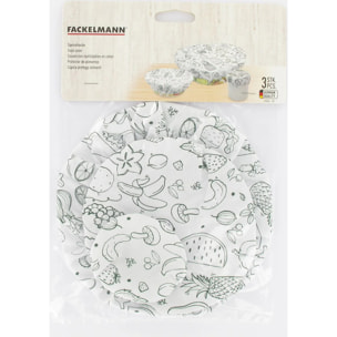 Lot de 3 films étirables réemployables en coton de 8 à 20 cm Fackelmann Nature