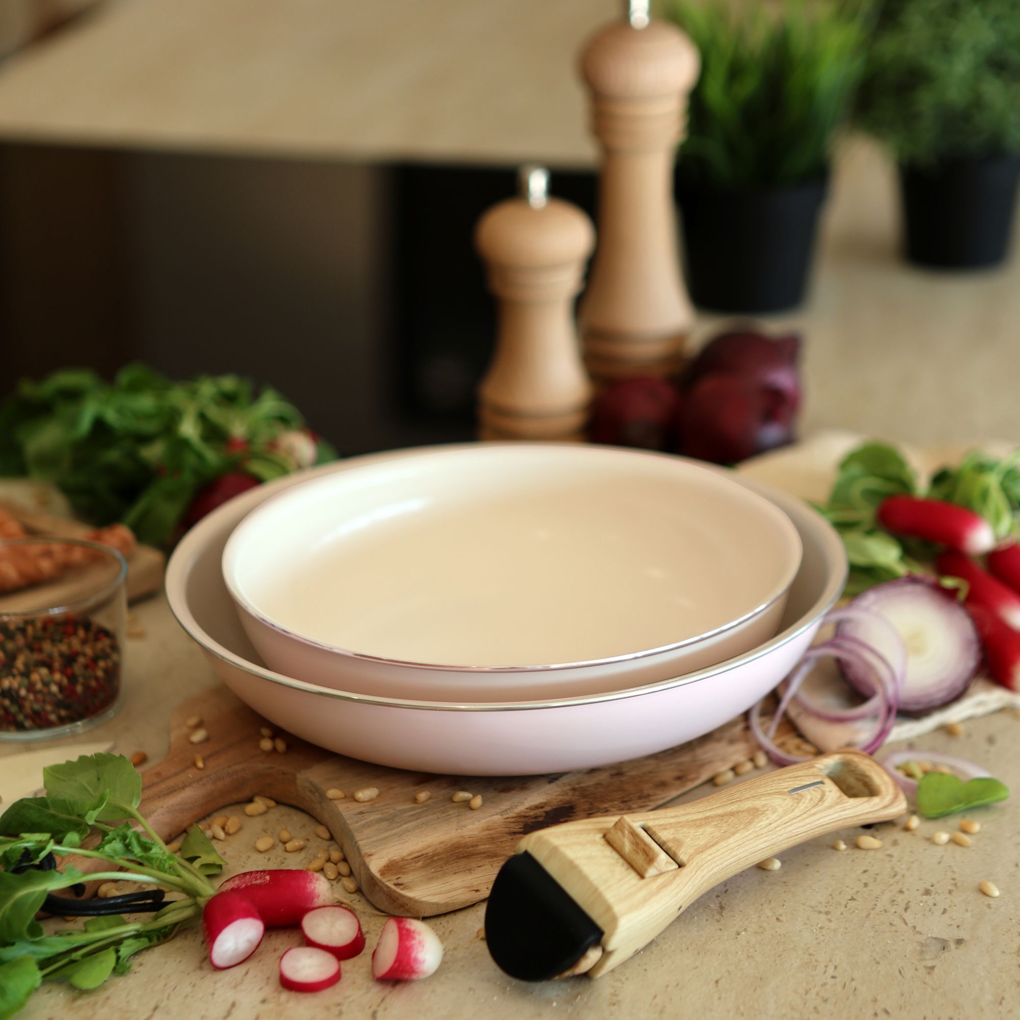 Lot de 2 poêles rose revêtement céramique - Tous feux COLORAMA