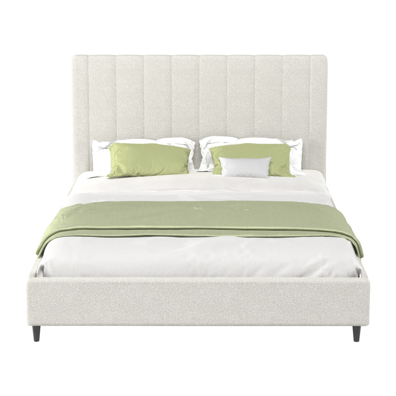 DAKOTA Lit en tissu bouclettes beige 140x190