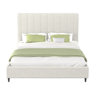 DAKOTA Lit en tissu bouclettes beige 140x190