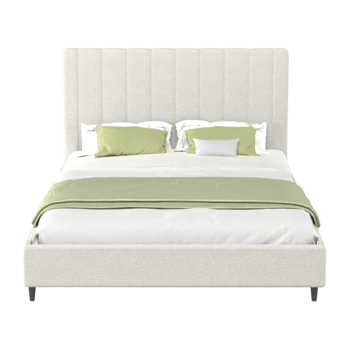 DAKOTA Lit en tissu bouclettes beige 140x190