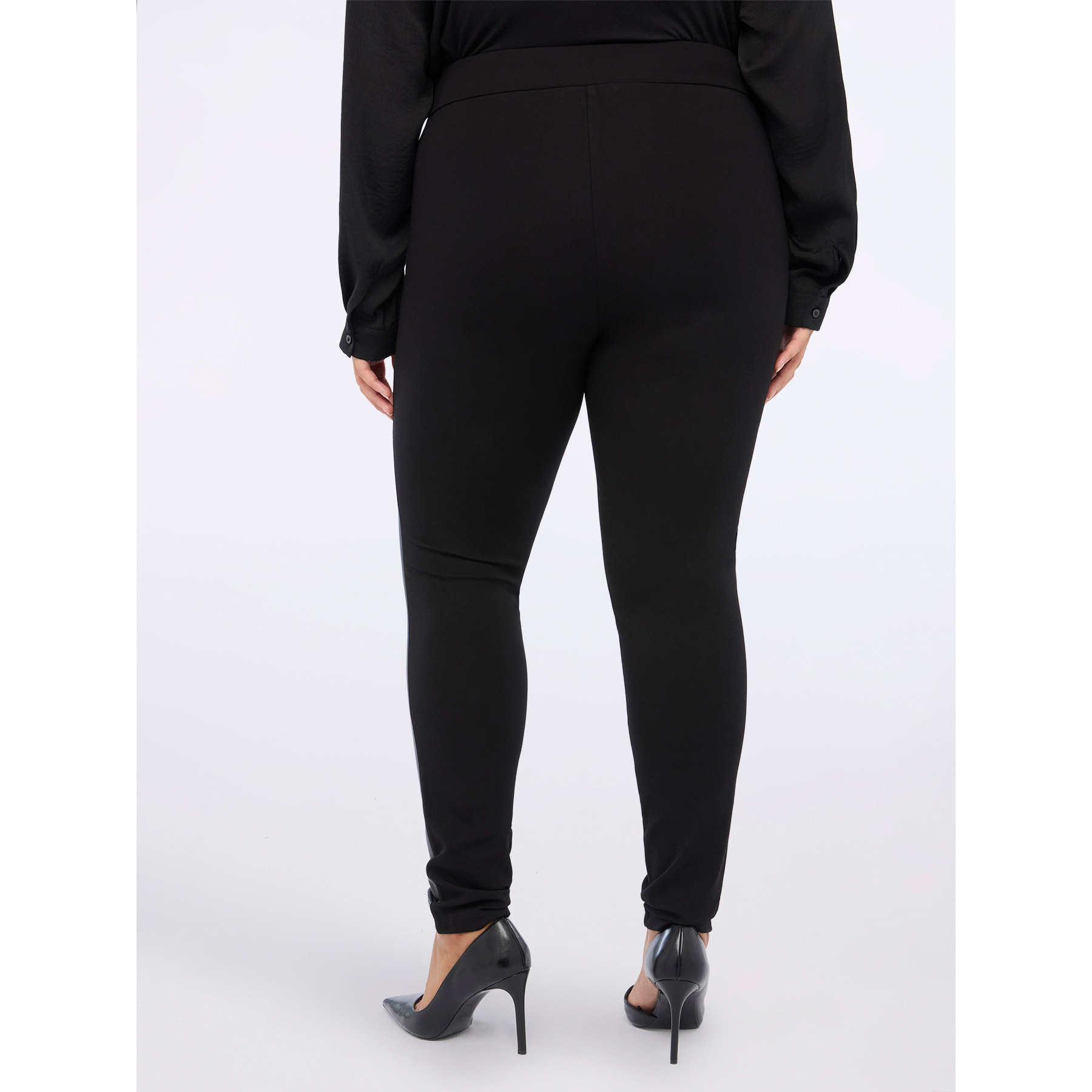 Fiorella Rubino - Leggings en punto Milano y tejido revestido - Negro