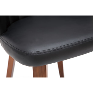 Chaise design noir et bois foncé noyer ALBIN