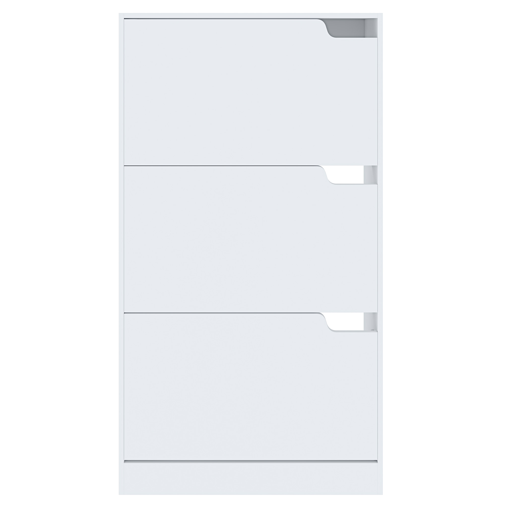 Scarpiera Portascarpe 3 Ante In Legno MDF Salvaspazio A Ribalta Maniglie A Scomparsa Per Ingresso Soggiorno Casa Camera 115x24x63 Cm Bianco