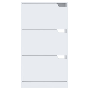 Scarpiera Portascarpe 3 Ante In Legno MDF Salvaspazio A Ribalta Maniglie A Scomparsa Per Ingresso Soggiorno Casa Camera 115x24x63 Cm Bianco