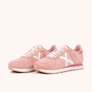 Sneakers de Estilo Retro Running en Serraje y Rejilla Color Rosa MUNICH MASSANA CLASSIC WMN 595