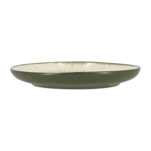Lot de 6 tasses 22cl avec soucoupe en grès vert OLI