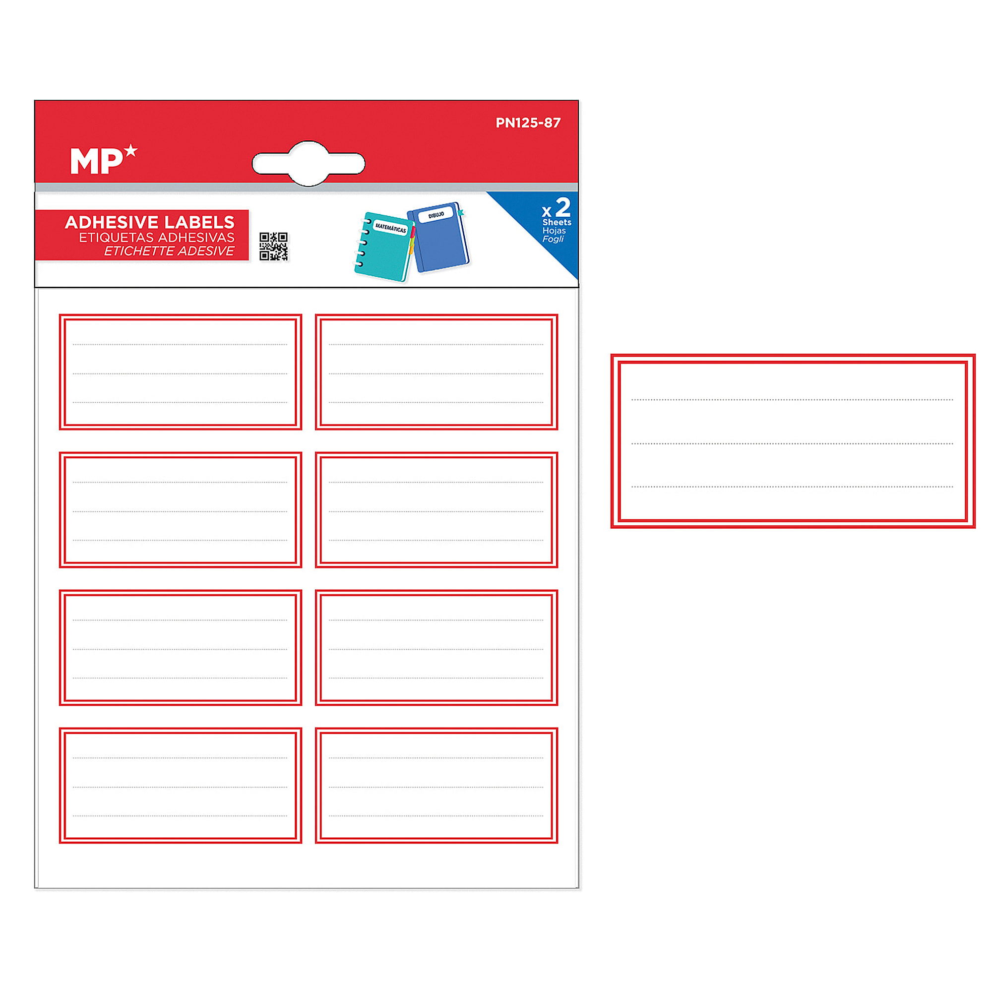 PACK 24 UNITA' ETICHETTE ADESIVE PERSONALIZZABILI DECORATE DESIGN QUADRO SEMPLICE ROSSO