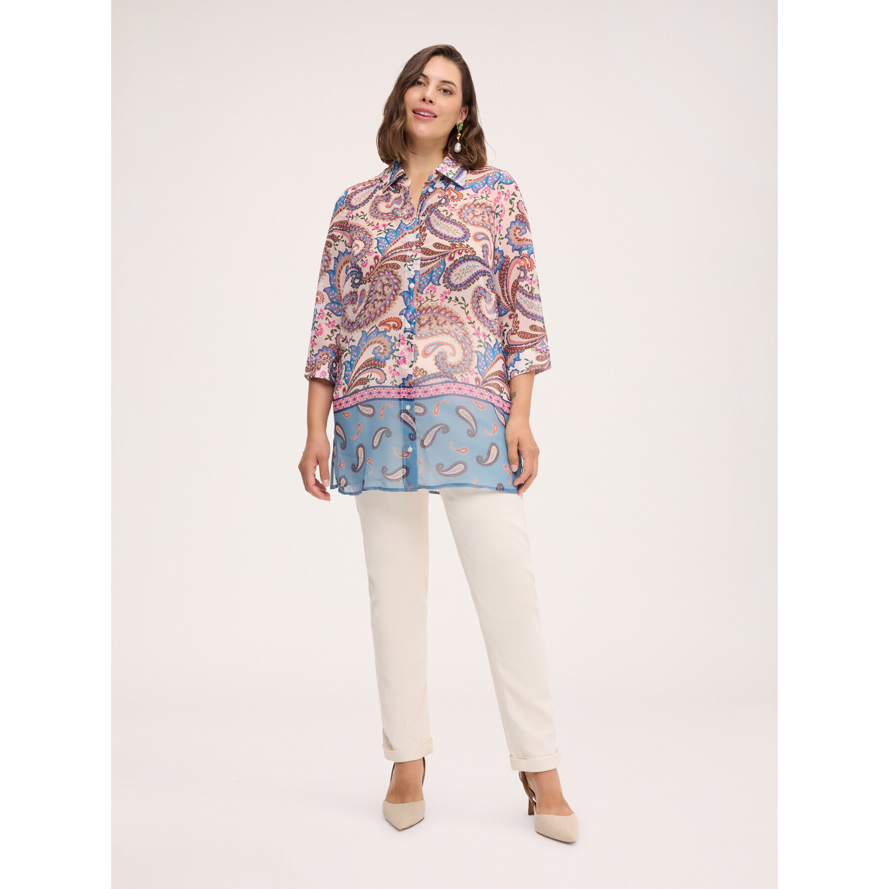 Fiorella Rubino - Camicia con stampa in georgette - Azzurro