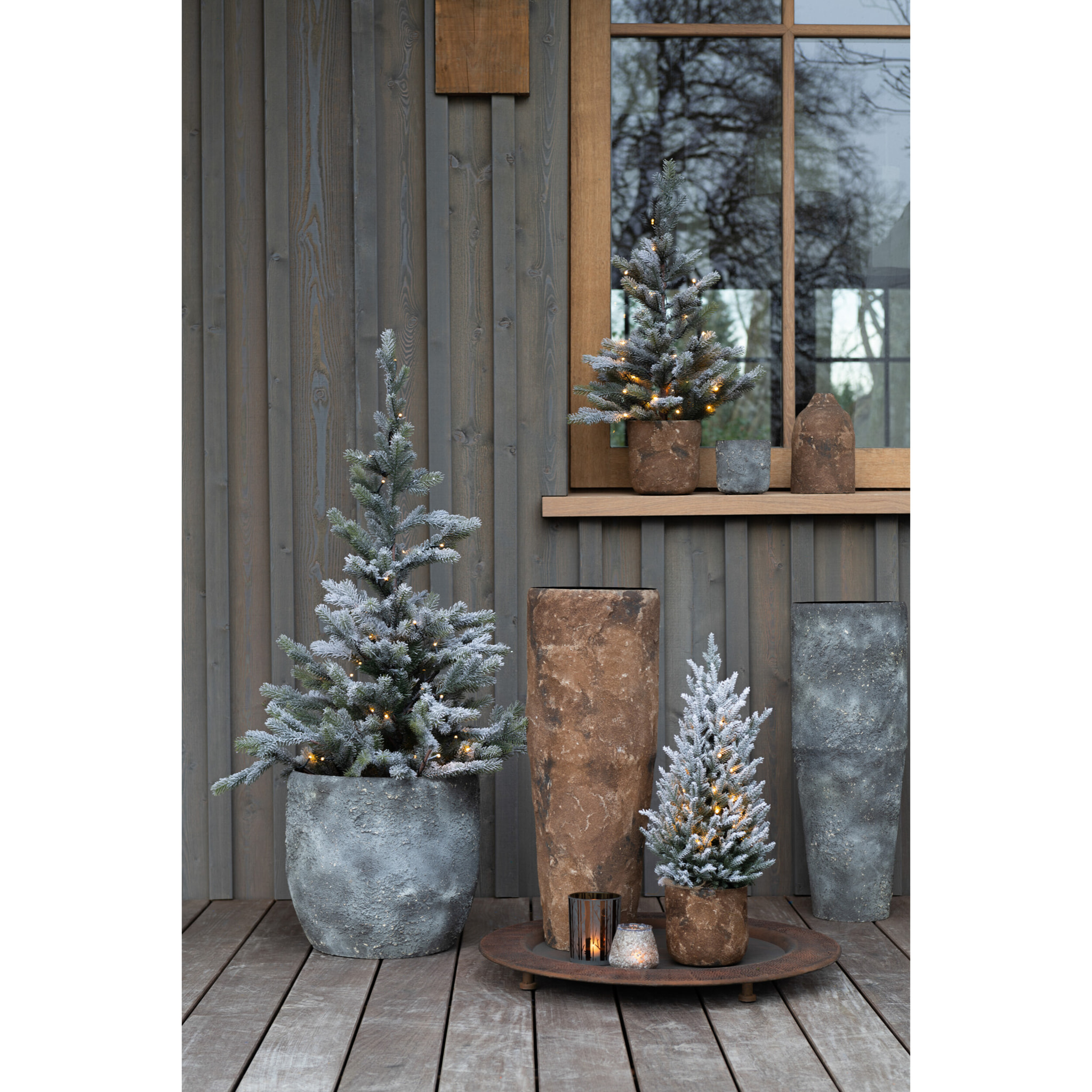 J-Line bougeoir - verre - gris - small - 3 pcs