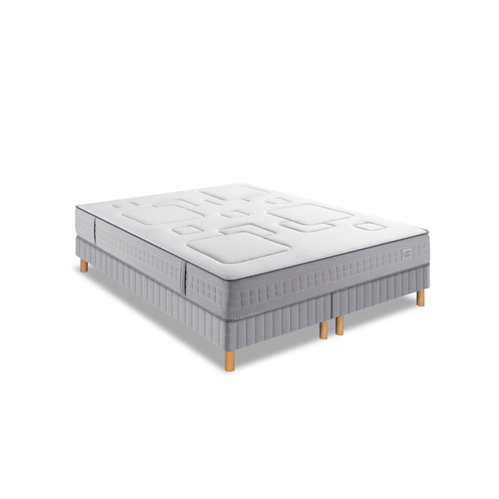 Ensemble EQUILIBRE matelas H25 ressort ensachés, ferme, 2 sommiers