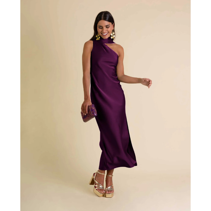 Vestido midi asimétrico con lazada