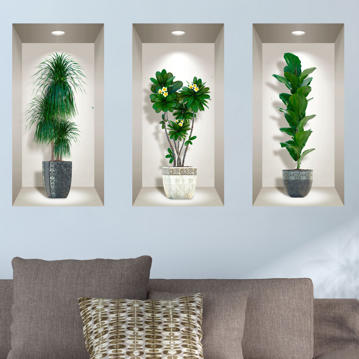 Stickers muraux 3D | Sticker Mural Autocollant effet 3D plantes d'intérieurs chic designs - Stickers adhésifs 3D Chambre Salon Trompe l'oeil