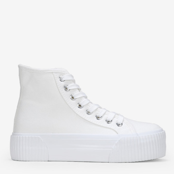 Zapatillas de tela altas blancas con plataforma