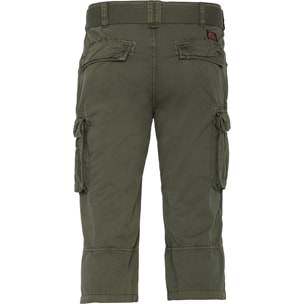 PANTALONI CORTI 3/4 PINOCCHIETTO ARMY SLIM FIT CON CINTURA SCHOTT OLIVE