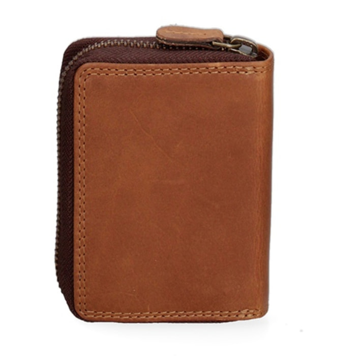 Portafoglio uomo in vera pelle - Modello Zenitho Elite - Con zip - 8.0 x 10.0 x 3.0 cm