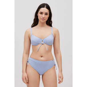 Set bikini snellente testurizzato a righe blu