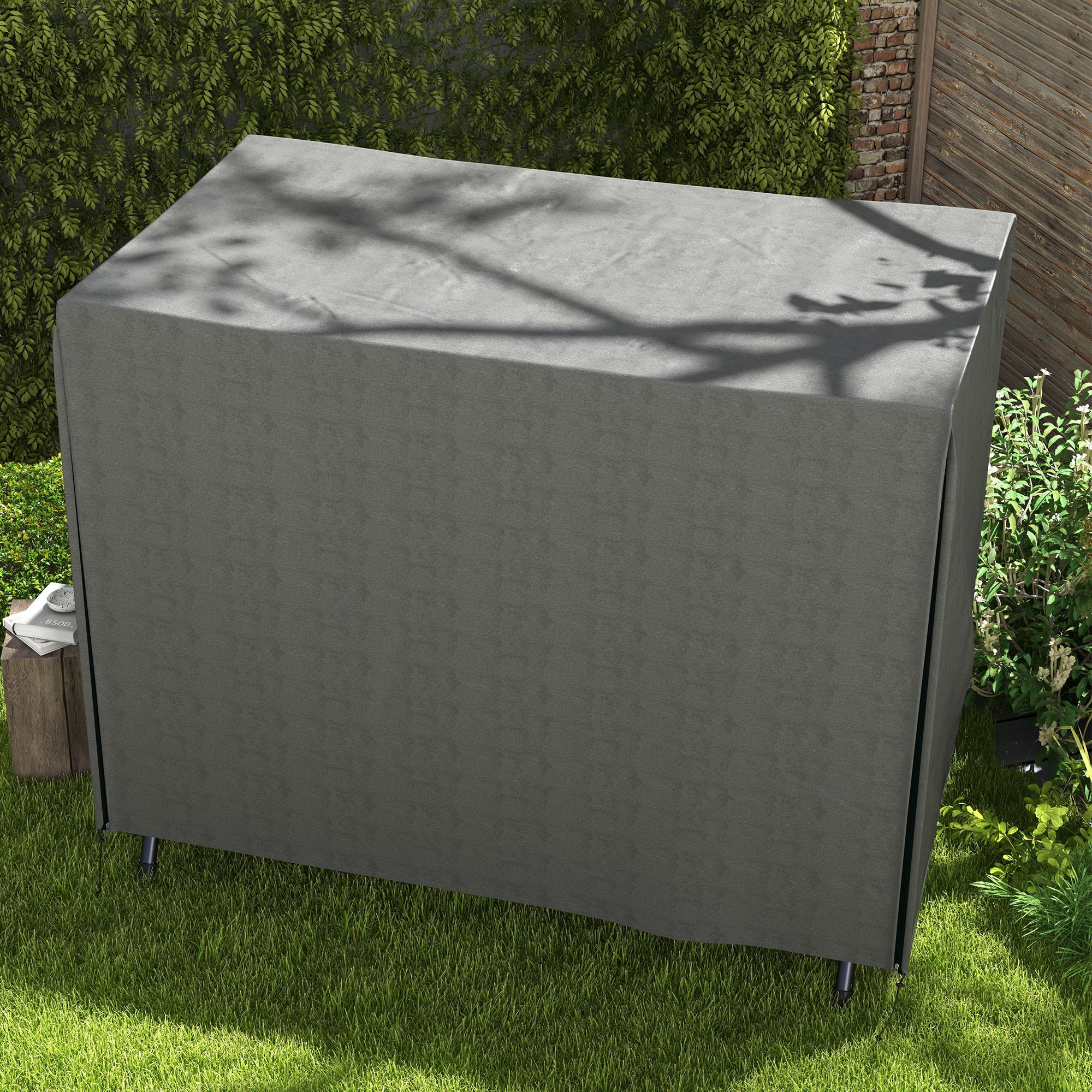 Funda Balancín Jardín Funda Columpio Jardín Exterior Cubierta de Columpio con 2 Cremalleras Impermeable 205x124x164 cm Gris Oscuro