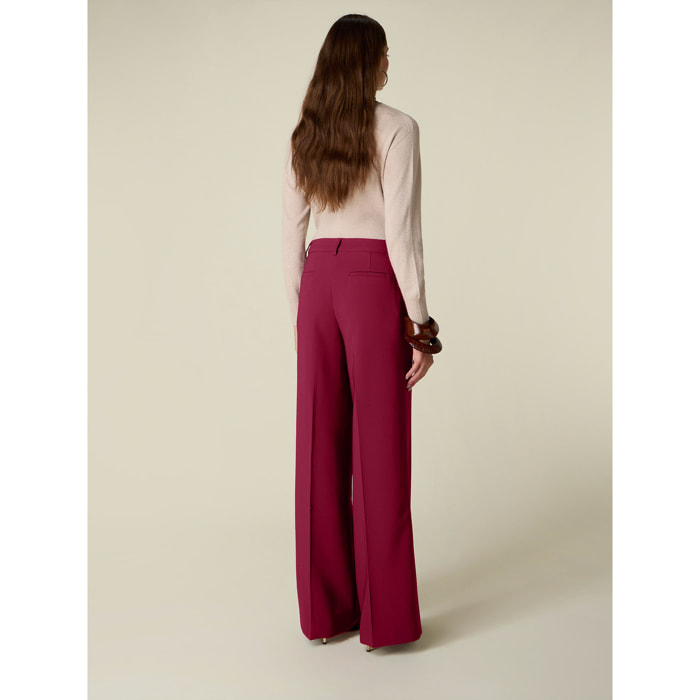 Oltre - Pantaloni palazzo con chiusura sartoriale - Bordeaux