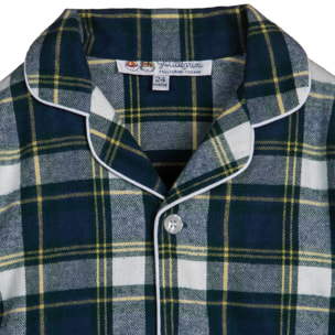 PIGIAMA BABY in flanella scozzese verde, blu e bianco