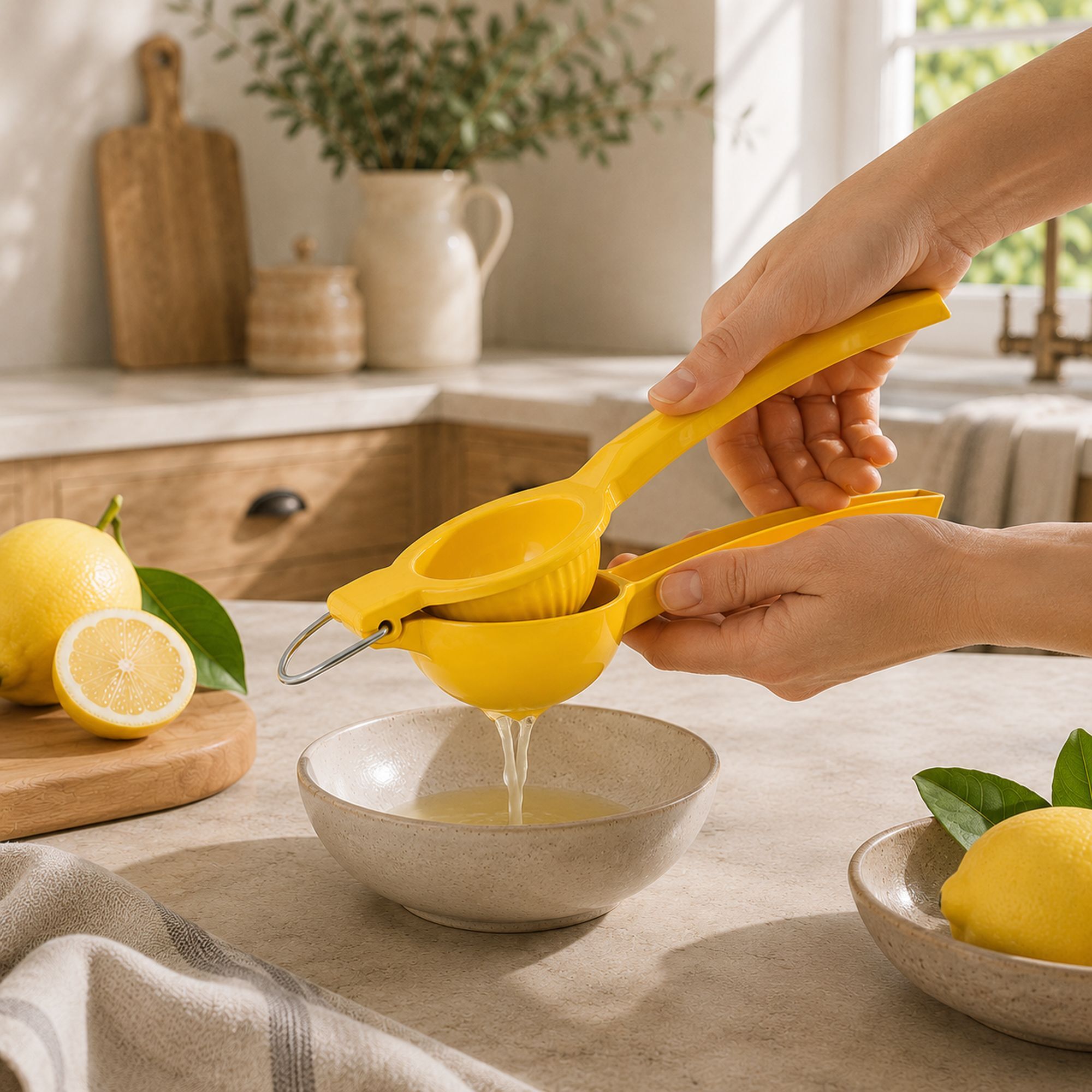 Presse-citron 22cm en aluminium jaune