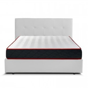 Ensemble lit coffre Venise & Matelas | Mémoire de Forme et Mousse aérée SYSTEME AIR-V | Espace de Stockage jusqu'à 900 L | Simili cuir | Blanc