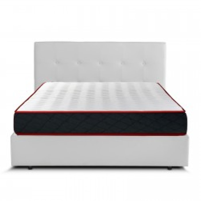 Ensemble lit coffre Venise & Matelas | Mémoire de Forme et Mousse aérée SYSTEME AIR-V | Espace de Stockage jusqu'à 900 L | Simili cuir | Blanc