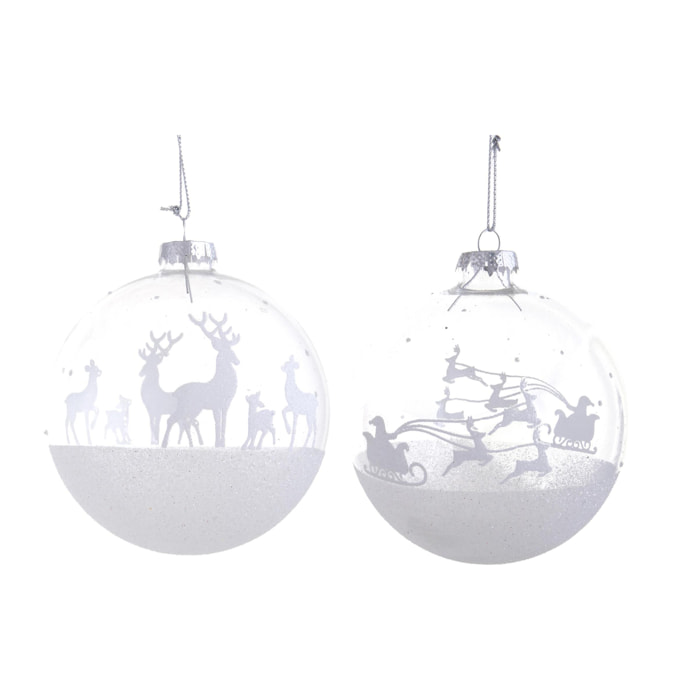 Sfera con renne - Pezzi 12 - BIANCO - Bianchi Dino SpA
