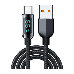 Cavo da USB AM a USB-C da 66 W, ricarica rapida, display digitale, 1,2 metri.