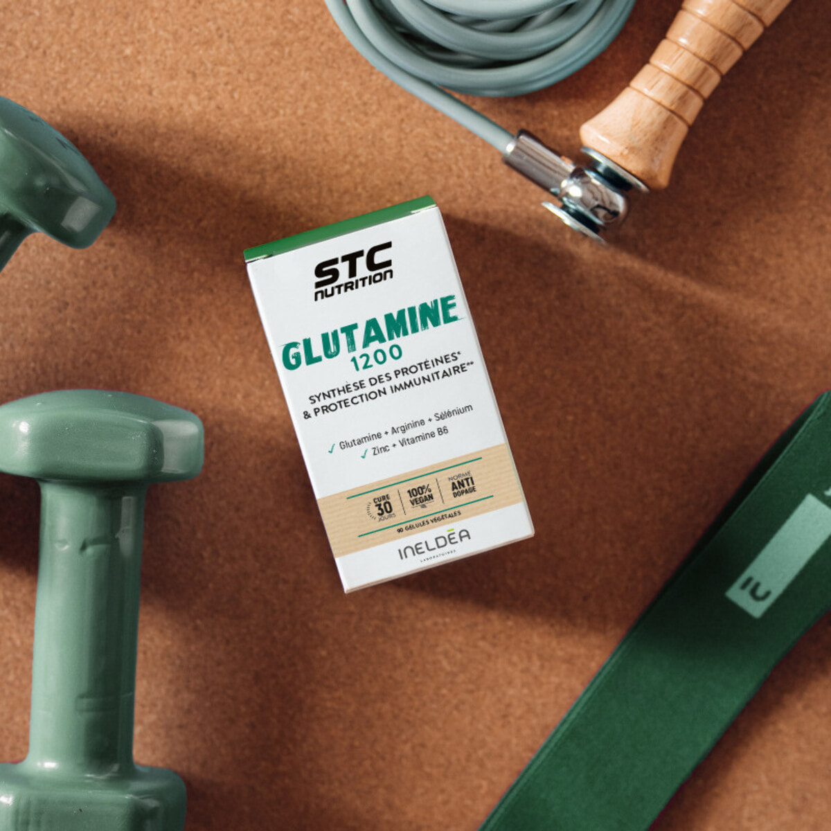 STC NUTRITION - Glutamine 1200 - Synthèse des protéines & protection immunitaire - 100% vegan - Anti-Dopage - Cure de 30 jours - 90 gélules