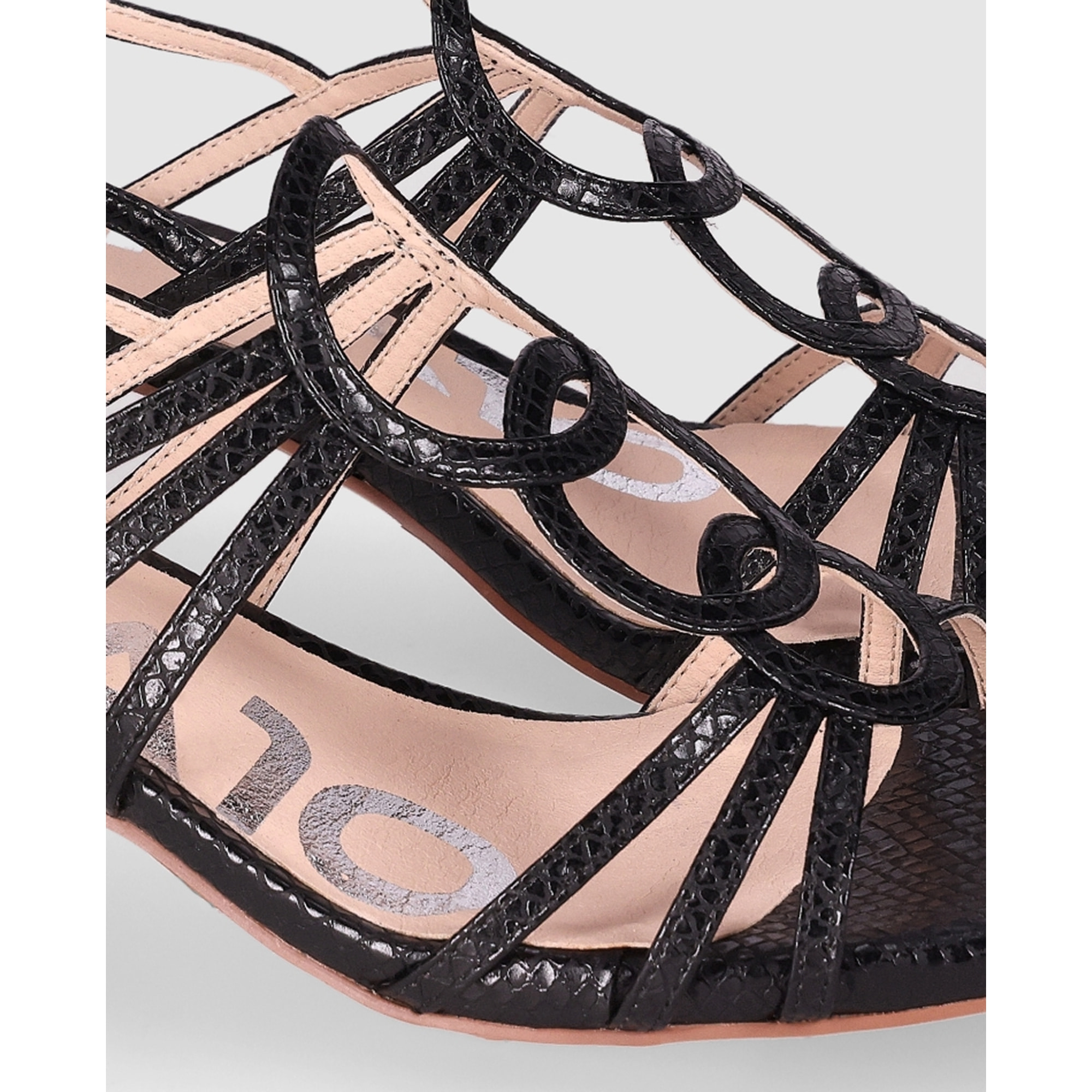 Sandalias de Piel Sintética - Negro - Tacón: 5 cm