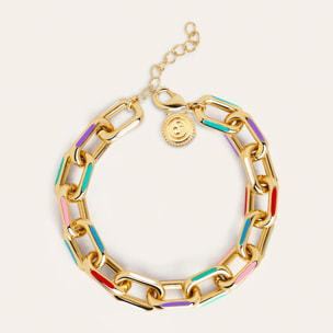 Bracciale Link Rainbow Enamel Acciao Placcato Oro
