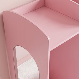 Coiffeuse enfant chaise miroir LED réglable multi-rangement rose
